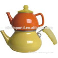 elegant carbon steel metal porcelain enamel tea pot set